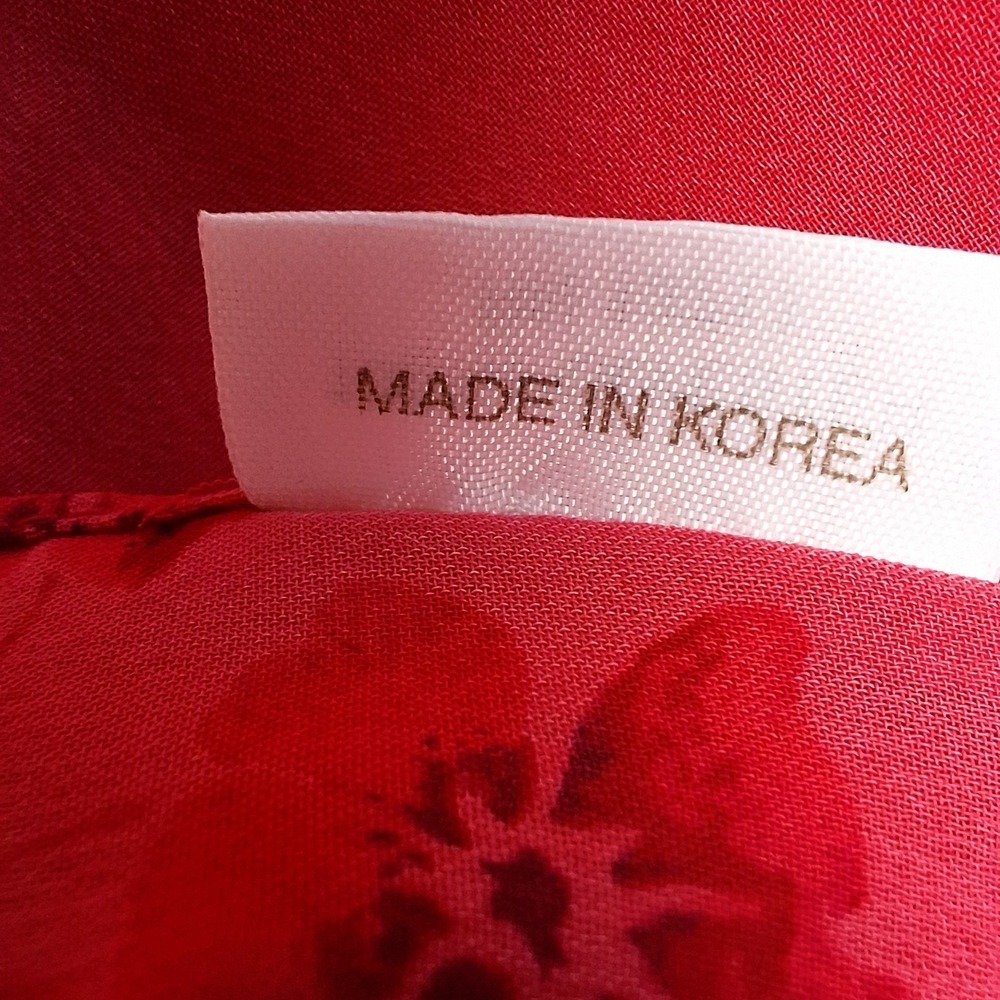 Vintage Scarf Womens Red Floral Botanical Sheer Chiffon 13 in x 52 in - Picture 6 of 6